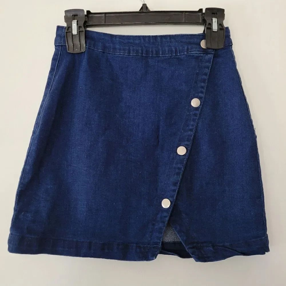 Harper Heritage Denim Blue Mini Skirt Wrap Small Cotton Blend